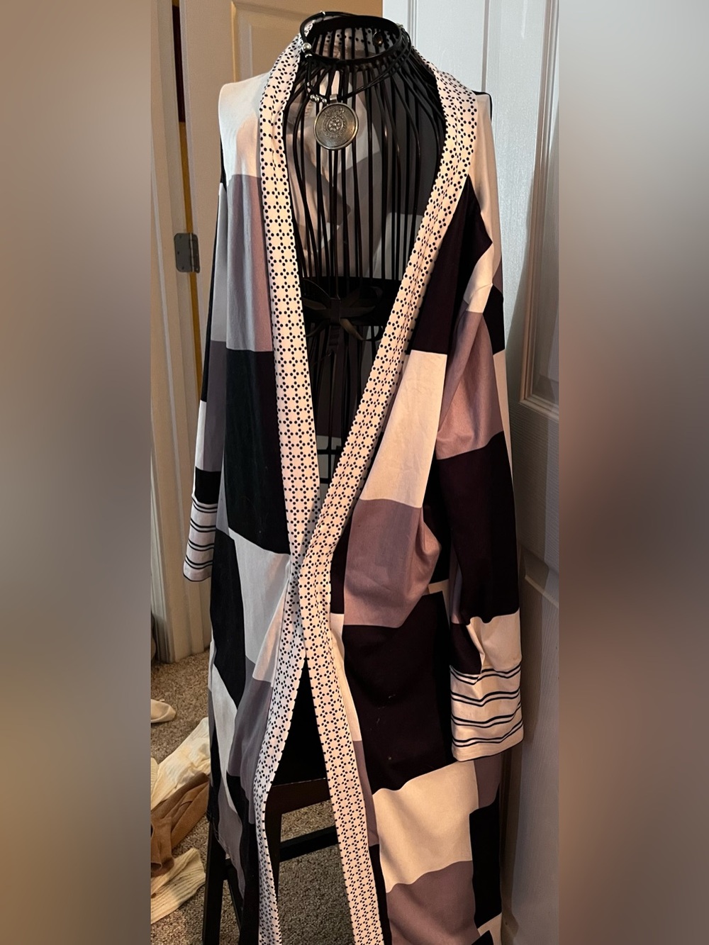 Women’s Open Cardigan Sweater in Black, White & Gray